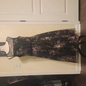 Jessica Howard black/rose gold glitter midi cocktail dress, size 12